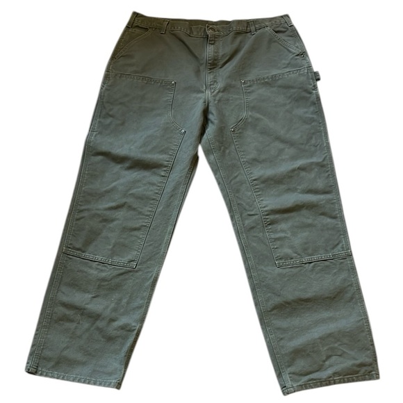 Carhartt Other - Carhartt Double Knee Canvas Work Pants B136 Moss Green Washed Loose Fit 40x33